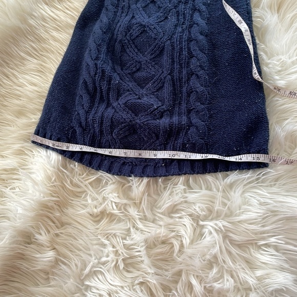 Pink rose navy blue chunky cable knit ribbed knitted crew neck Tunic sweater S - Picture 14 of 17